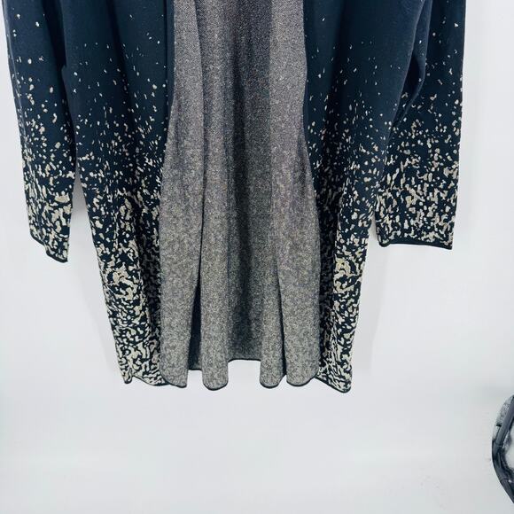 JM Collection Black Gold Ombre Open Front Cardigan Sweater 2X Dressy Holiday Top - Picture 5 of 9